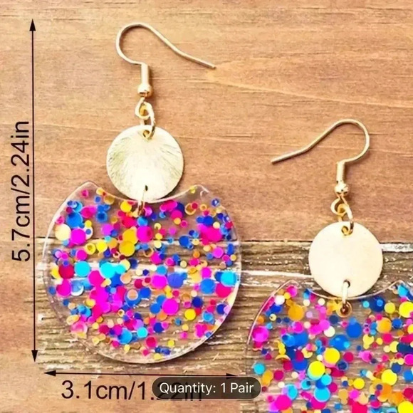 Colorful Confetti Drop Earrings - Picture 3 of 3